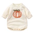 thumbnail image 1 of Mnyotv Baby Boy Girl Knit Sweaters Rompers Fall Winter Clothes Pumpkin Printed Long Sleeve Bodysuits Size 0-1Months, 1 of 4