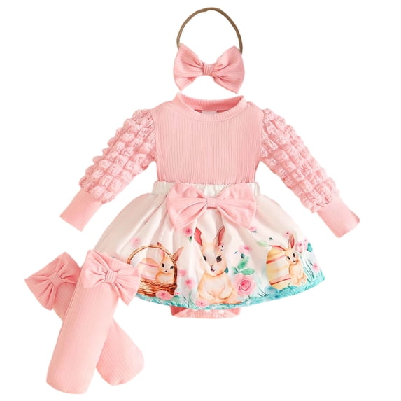 Mnyotv Baby Girl Long Sleeve Rompers with Headbands and Socks Newborn Infants Fall Clothes Floral Jumpsuits Size 12-18 Months