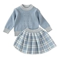 thumbnail image 1 of Mnyotv Back to School Outfits for Girls Fall Clothes Long Sleeve Sweater and Mini Plaid Skirts Size 5-6Years, 1 of 6