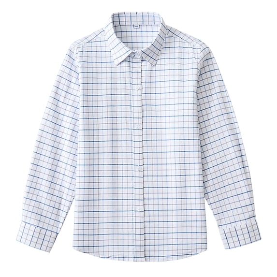 Mnyotv Boys Girls School Uniform Shirts Long Sleeve Button Down Polo Classic Plaid Shirt for Teens Size 13-14 Y