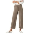 thumbnail image 1 of Mnyotv Clothes Women Twill Cropped Wide Leg Pant Plus Size Wide Leg Petite Crop Trousers Stretch Capri Jeans Ankle Denim Pants Women Brown XS, 1 of 6