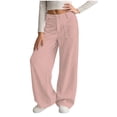 thumbnail image 1 of Mnyotv Corduroy Wide Leg Pants for Girls Vintage High Waist Trousers with Pockets Loose Solid Sweatpants Size 5-6Y, 1 of 8