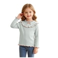 thumbnail image 1 of Mnyotv Cute Bow Ruffle Tops for Girls Fall Clothes Long Sleeve Thermal Undershirts Top Size 18-24 Months, 1 of 5