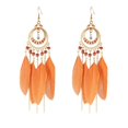 thumbnail image 1 of Mnyotv Earrings for Women Gold Earrings for Women Feather Earrings Bohemian Fringe Tassel Long Drop Dangle Earrings Set with Design Flat Back Stud Earrings Orange, 1 of 5
