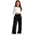 thumbnail image 1 of Mnyotv Elastic Waisted Wide Leg Pants with Pockets for Girls Casual Baggy Athletic Sweatpants Size 5-6Y, 1 of 6