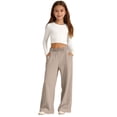 thumbnail image 1 of Mnyotv Elastic Waisted Wide Leg Pants with Pockets for Girls Casual Baggy Athletic Sweatpants Size 9-10Y, 1 of 6