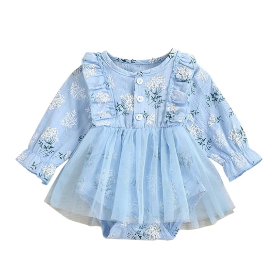 Mnyotv Floral Rompers Baby Girl Fall Clothes Long Sleeve Rompers Dress Cute Bodysuits Newborn Girls Outfits Size 12-18 Months
