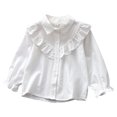 thumbnail image 1 of Mnyotv Girl'S White Long Sleeved Shirt Performance formal Shirts School Uniform Tops Size 3-4 Years, 1 of 5