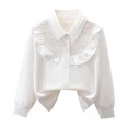 thumbnail image 1 of Mnyotv Girl'S White Long Sleeved Shirt Performance formal Shirts School Uniform Tops Size 9-10 Years, 1 of 5