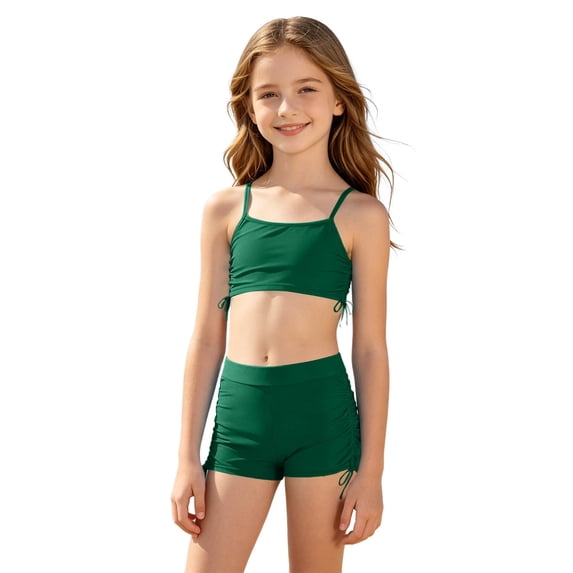 Mnyotv Girls Bikini Set Striped Bathing Suit Teens Summer Beach Swimwears Floral Swimsuits for Girl Size 7-8 Years