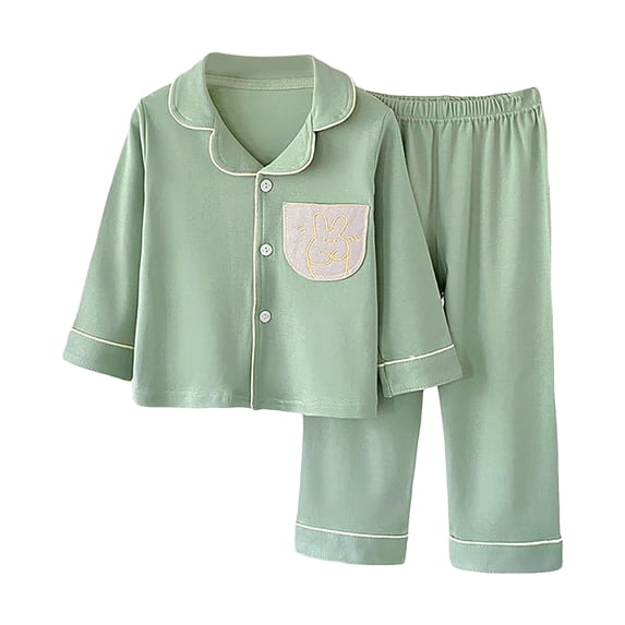 Mnyotv Girls Boys Pajamas Set Long Sleeve Trousers Suits Toddler Night Clothes Soft Comfotable Sleepwear for Kids Size 11-12 Years