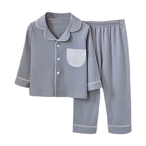Mnyotv Girls Boys Pajamas Set Long Sleeve Trousers Suits Toddler Night Clothes Soft Comfotable Sleepwear for Kids Size 5-6 Years