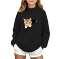 thumbnail image 1 of Mnyotv Girls Cat Pouch Sweatshirt Fleece Lined Long Sleeve Hoodless Pullover Sweatshirts with Pet Pockets Size 7-8 Years, 1 of 5