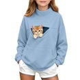thumbnail image 1 of Mnyotv Girls Cat Pouch Sweatshirt Fleece Lined Long Sleeve Hoodless Pullover Sweatshirts with Pet Pockets Size 9-10 Years, 1 of 5