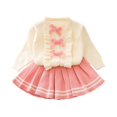 thumbnail image 1 of Mnyotv Girls Clothes Ruffle Bow Long Sleeve Sweaters with Dress Skirts 2Pcs Matching Sets Fall Winter Outfits Size 12-18Months, 1 of 4