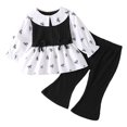 thumbnail image 1 of Mnyotv Girls' Fall Winter Outfits Ruffle Long Sleeved Sweatshirts and Ribbed Pants 2Pcs Sets Size 9-12 Months, 1 of 6