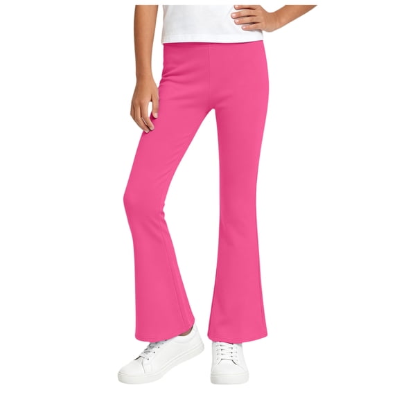 Mnyotv Girls Flare Leggings High Waisted Active Yoga Pants Casual Kids Bell Bottoms Pant Size 7-8 Years