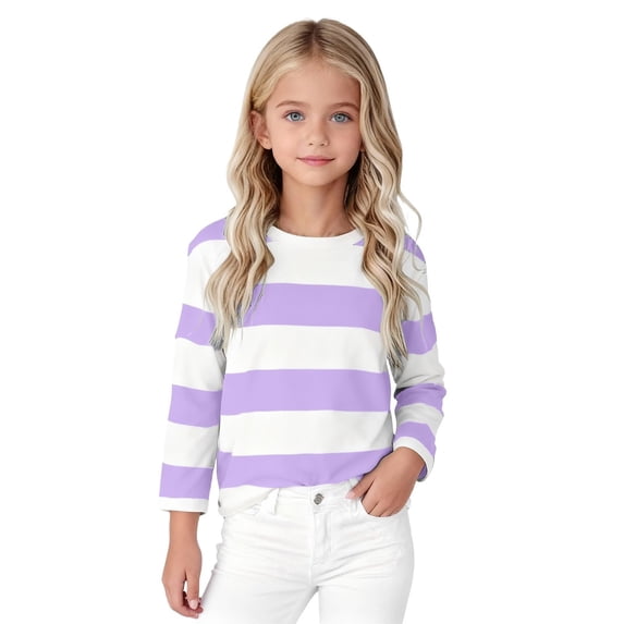 Mnyotv Girls Long Sleeve T Shirts Casual Crew Neck Pullover Tops Fall Basic Tees Color Block Sweatshirts Size 12-18 Months