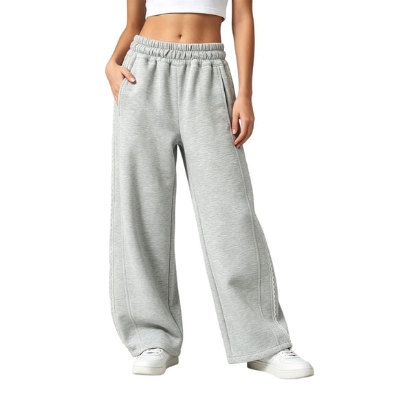 Mnyotv Girls Wide Leg Pants High Waisted Baggy Trousers Lightweight Sweatpants with Pockets for Girl Size 10-11 Years