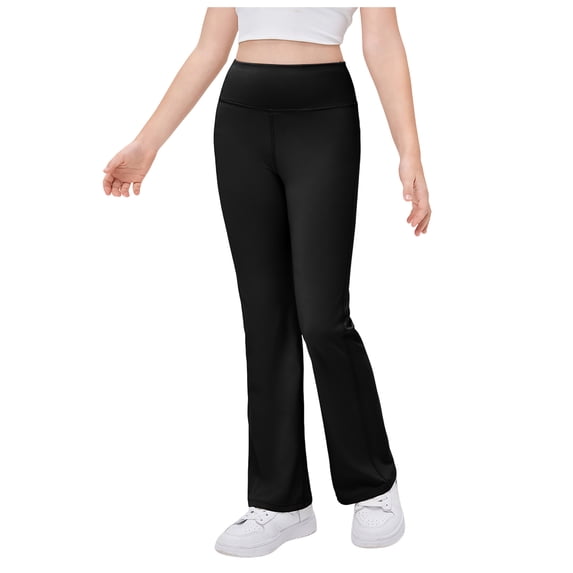 Mnyotv Girls Yoga Flared Pants Fitness Running Pants High Waisted Workout Sports Flared Leggings Size 11-12 Years