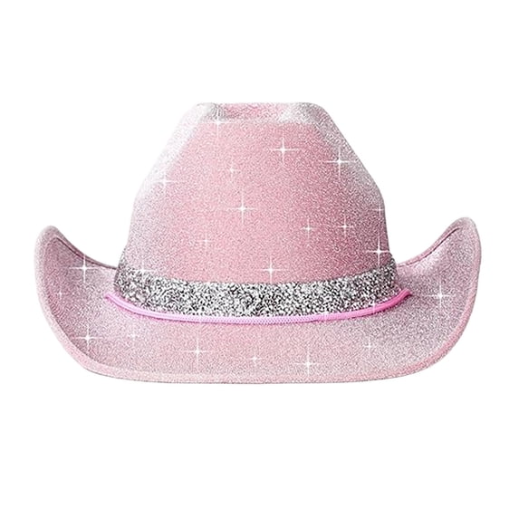 Mnyotv Glitter Cowboy Hats Halloween Costume Hat for Girls Boys Rhinestone Wide Brim Glitter Hats