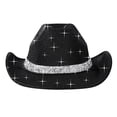 thumbnail image 1 of Mnyotv Glitter Cowboy Hats Halloween Costume Hat for Girls Boys Rhinestone Wide Brim Glitter Hats, 1 of 4