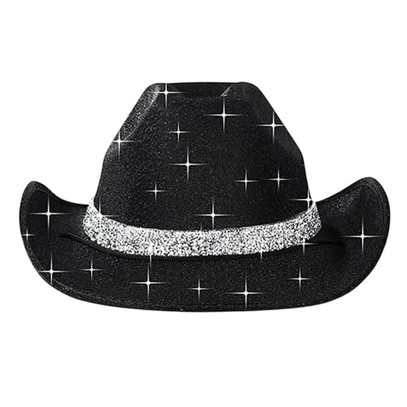 Mnyotv Glitter Cowboy Hats Halloween Costume Hat for Girls Boys Rhinestone Wide Brim Glitter Hats