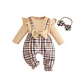 thumbnail image 1 of Mnyotv Infant Baby Girl Fall Winter Clothes Long Sleeve Bodysuits Floral Romper and Headband 2Pcs Set Size 0-3Months, 1 of 7