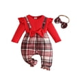 thumbnail image 1 of Mnyotv Infant Baby Girl Fall Winter Clothes Long Sleeve Bodysuits Floral Romper and Headband 2Pcs Set Size 9-12Months, 1 of 7