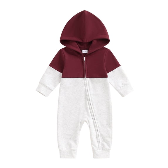 Mnyotv Infants Baby Boys Jumpsuits Hooded Long Sleeve Zip Rompers Infants Spring Fall Clothes Size 12-18 Months