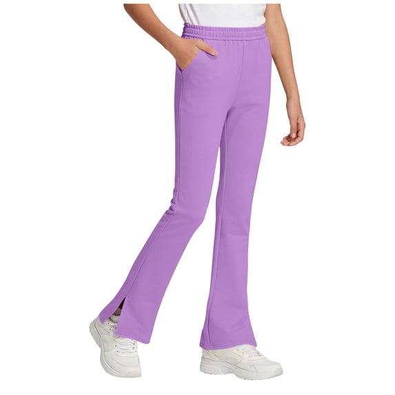 Mnyotv Leggings with Pockets for Girls Stretch Slim Fit Flared Pants Youth Girl Cotton Yoga Pants Size 13-14 Years