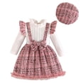 thumbnail image 1 of Mnyotv Long Sleeve Dress for Girls with Beret Hats Christmas Sweater Dresses Two Piece Set Toddler Winter Outfits Size 9-12Months, 1 of 5