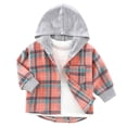 thumbnail image 1 of Mnyotv Long Sleeve Plaid Hoodies for Toddlers Fall Clothes Coats Boys Hooded Button Down Shirts Jackets Size 1-2 Years, 1 of 5