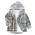 thumbnail image 1 of Mnyotv Long Sleeve Plaid Hoodies for Toddlers Fall Clothes Coats Boys Hooded Button Down Shirts Jackets Size 6-7 Years, 1 of 5