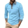 thumbnail image 1 of Mnyotv Mens Polo Ling Sleeve Shirt Mens Long Sleeved Shirt Button Color Matching Sports Shirt Tops Blue 3XL, 1 of 5