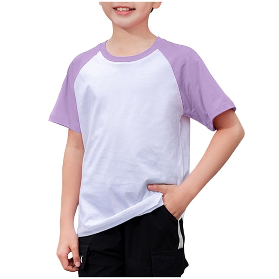 Mnyotv Short Sleeve Summer Tops for Boy Patchwork Crewneck Athletic T Shirts Casual Basic Running Tshirts Top Size 5-6 Years