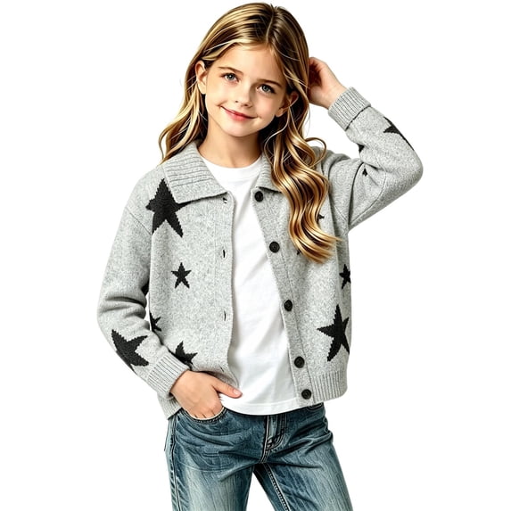 Mnyotv Star Printed Cardigans for Little Girls Spring Fall Button Down ...