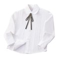 thumbnail image 1 of Mnyotv Teen Girls School Uniform Polo with Bow Classic Button Down Shirt Fall Clothes Long Sleeve Shirts Tops Size 3-4Y, 1 of 7
