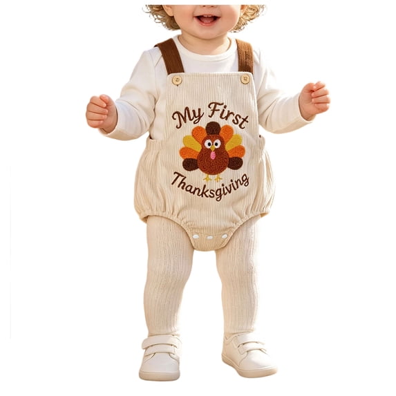 Mnyotv Thanksgiving Outfits Infants Baby Bodysuits Letter Embroidery Sleeveless Rompers for Newborns Size 3-6 Months
