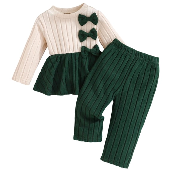 Mnyotv Toddler Baby Girl Clothes Fall Winter Outfits Long Sleeve Knitted Sweaters and Matching Pants Size 9-12 Months
