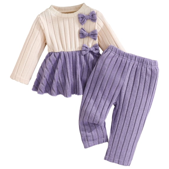 Mnyotv Toddler Baby Girl Clothes Fall Winter Outfits Long Sleeve Knitted Sweaters and Matching Pants Size 18-24 Months