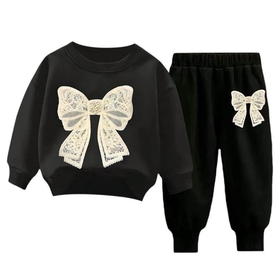 Mnyotv Toddler Baby Girl Fall Clothes Cute Bow Sweatshirt Flared Pants Girl Winter Outfits Size 7-8 Years