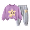 thumbnail image 1 of Mnyotv Toddler Girl Clothes 2 Piece Little Girls Flower Fall Outfits Long Sleeve Sweatshirts Casual Pants Set Size 5-6 Years, 1 of 6