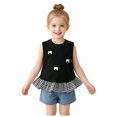 thumbnail image 1 of Mnyotv Toddler Girls Summer Clothes Ruffle Hem Sleeveless Tank Tops with Bowknots Casual Crewneck T Shirts Size 3-4 Years, 1 of 4