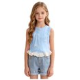 thumbnail image 1 of Mnyotv Toddler Girls Summer Clothes Sleeveless Ruffle Hem Tank Tops with Bow Casual Crewneck T Shirts Size 9-10 Years, 1 of 8
