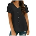 Mnyotv Tops for Women Trendy Women Fashion Solid V Neck Short Sleeve Shirt Chiffon Shirt Casual