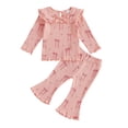 thumbnail image 1 of Mnyotv Cute Bow Printed Fall Outfits for Toddlers Girls Long Sleeve Thermal Top and Trousers Girl Clothes Size 3-4 Years, 1 of 5