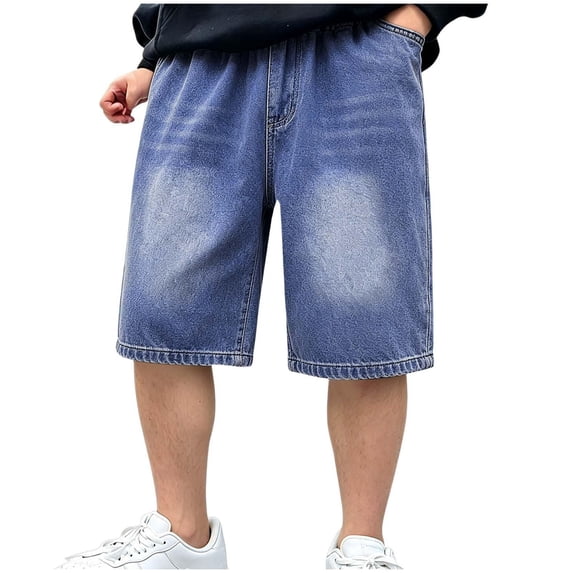 Mnyotv high waisted baggy shorts for boys casual Wide Leg Jean Shorts with pockets kids retro denim jorts