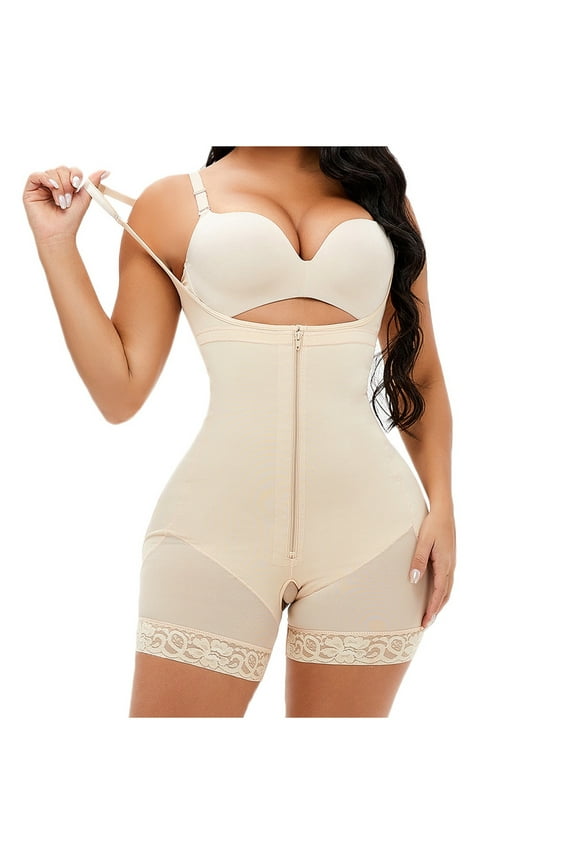 Fajas Colombianas Shapewear for Women Zipper Postpartum Tummy Control Body Shaper Butt Lifter Bodysuit