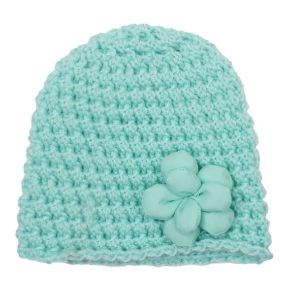 Mnyycxen Girls French Thicken Women's Flowers Knitted Woolen Hat Knitted Crochet Beanie Hat with Flower